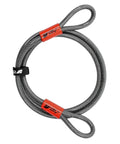 Heavy Duty Security Cable Lock With Loops 10mm Braided Steel Weatherproof and Cut Resistant Wire Cable in a coiled view.