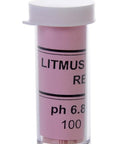 Red Litmus pH Test Paper Base Indicator 100 Strips For Alkaline Solutions, vial showing label with details, white cap