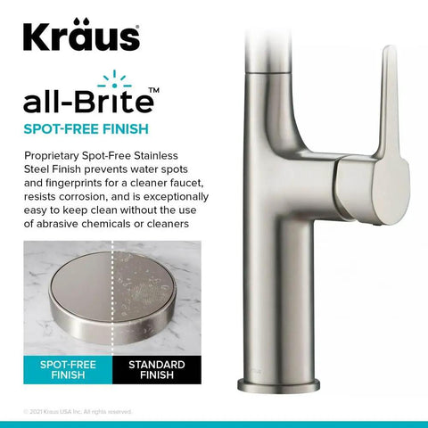 Oletto Tall Modern Pull Down Kitchen Faucet With Single Handle Spot Free Stainless Steel Finish for clean, corrosion-resistant kitchen use