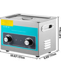 HUALUCK 3L Ultrasonic Cleaner With Built In Heater, compact stainless steel washing machine, dimensions 10.63" x 6.69" x 9.45".