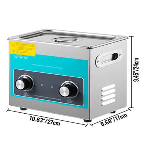 HUALUCK 3L Ultrasonic Cleaner With Built In Heater, compact stainless steel washing machine, dimensions 10.63" x 6.69" x 9.45".