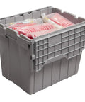 Heavy Duty Plastic Storage Totes With Hinged Flip Top Lids Blue 21.5 X 15 X 17 Inch Stackable 3 Pack for organizing supplies