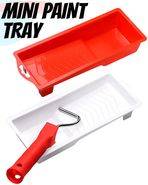 Red and white mini paint trays with roller handle from 2 Inch Paint Roller Kit With High Density Foam Rollers And 3/8 Inch Nap Microfiber Covers For Walls Cabinets Craft And Touch Up Includes Mini Rollers Tray And 16 Piece Set For Pro DIY Projects