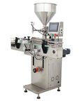 Heavy Duty Automatic Paste And Liquid Filling Machine With Solid Servo Pneumatic Drive And Long Conveyor Belt built like a tank, stainless steel design.