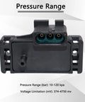 Map Sensor Replacement For Chevy GMC Buick Cadillac Vehicles Direct Fit OE Replacement For Plug And Play Manifold Absolute Pressure Sensor Improves Idle Fuel Trim And Throttle Response, pressure range 10-120 kPa