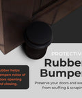 Heavy Duty Solid Steel Floor Door Stopper Matte Black Wall Protector rubber bumper dampens noise and shields walls.