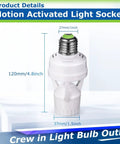 Smart Motion Sensor Light Socket Screw In Bulb Adapter For E26 E27 Outlets Auto On Off When Motion Detected No Fuss Install Perfect For Garage Storage Rooms Hallways Basements 4 Pack, white plastic, 120mm x 37mm