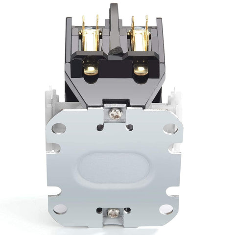 One Pole 40 Amp 24V HVAC Contactor for AC Condensers front view with metallic base and flame retardant housing