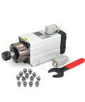 Beast Grade 1500W Air Cooled Spindle Motor And Vfd Inverter Kit With Er20 Collets For Easy Peasy Hookup And Hella Serious Cutting Power 380V Or 220V Ready, showing motor and collets.