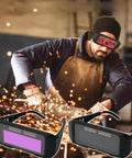 Badass Auto Darkening Welding Goggles with Instant Arc Sensing for Pro Level Eye Protection and Heavy Duty Spark Shielding close-up.