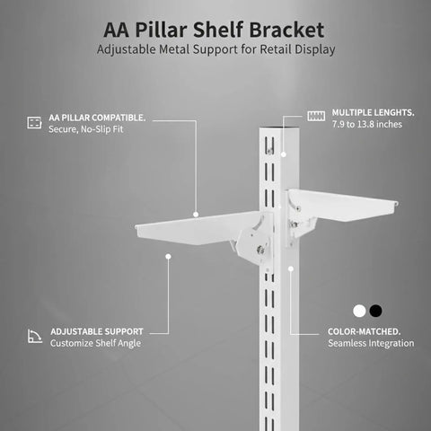 Adjustable Metal Shelf Bracket For Standard AA Pillar Slots Rack ready modular shelf support displayed on slotted upright