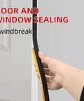 Top Shelf No Sweat Self Adhesive Foam Seal Strips For Windows And Doors, weatherproof insulation tape shown being applied to door.