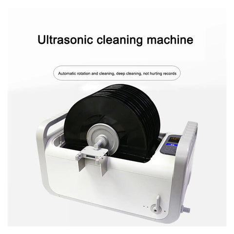 Auto Vinyl Record Cleaning System For LPs And 7 To 12 Inch Pressings With A 90 Degree Flip Tray For Snappy Swaps And Dual Sided Wash Cycles That Keep Your Grooves Slick And Dust Free Without Any Sweaty Manual Scrubbing. Ultrasonic cleaning machine for vinyl records with automatic rotation.