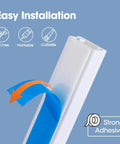 116 Inch Cord Hider Kit For Wall Wires And TV Cables Paintable Cable Raceway With 0.96 Inch Width And 0.57 Inch Height Includes Couplings And Elbows For Easy No Mess Wire Concealment White, showing adhesive strip for easy installation.