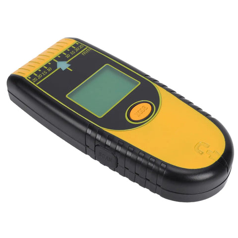 Hyuduo Stud Finder Wall Scanner 7 in 1 (Yellow) showing the front view with LCD display and buttons.