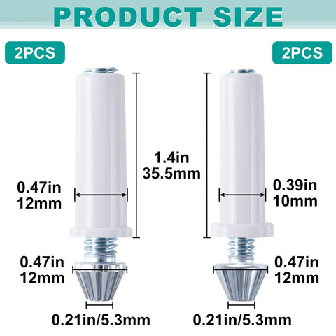Product size diagram for Four Pack Bi Fold Door Bottom Pivot Kit For Closet Sliding Doors, showing 3/8 and 7/16 inch pivots.