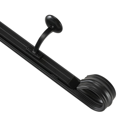 Top Notch Three Foot Aluminum Handrail Kit With Rust Proof Slick Matte Black Finish For Indoor Outdoor Stairs Decks And Landings Smooth No Hassle Mounting Setup, close-up view of the handrail.