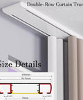 Double-row curtain track system for sheer blackout, featuring heavy-duty aluminum and nano quiet rollers for smooth operation.