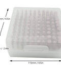 Storage box containing 100 Pieces Polishing Stone Head Pro Grade Set For Grinder With 3mm Shank, dimensions 115x115x60mm