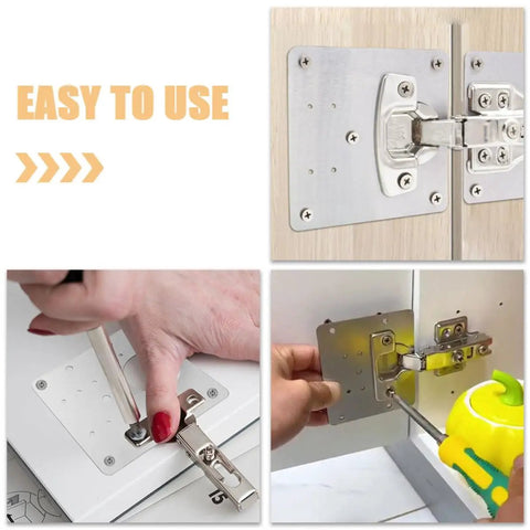 Installation of Stainless Steel Cabinet Hinge Repair Plates With Screws 6 Pack Frameless Cabinet Fixes Durable No Fuss