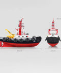 Heng Long 2.4G RC Fire Fighting Boat With Water Spray Cannon Realistic Remote Control Ship Model dimensions shown