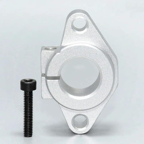 STK 40 mm Aluminum Alloy Bracket Guide Shaft Supports with flanged slit strut clamps and tube clamp connectors, front view