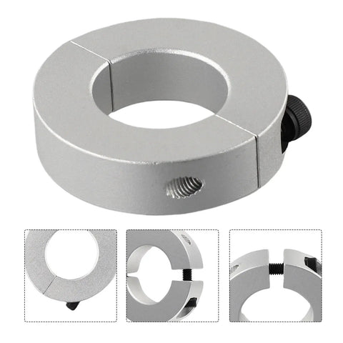 Durable Aluminum Alloy Shaft Collar Clamp Double Split Set Screw Anodized Finish For Tight Grab On Soft Shafts For Engine Work Projects For Versatile Setup Offers Rock Solid Grip Under High Load Stress Built To Last Long, silver split clamp