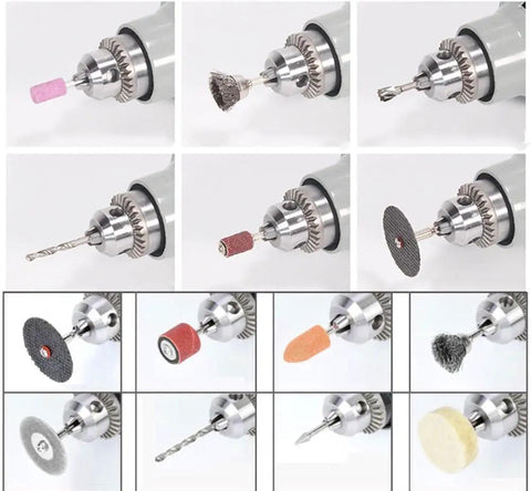 Reliable Workhorse Electric Die Grinder With 480W Motor And Six Step Variable Speed Dial Delivers A Clean 30000 Rpm with attachments for polishing.