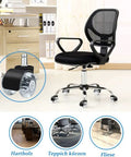 Five Piece Rock Solid Office Chair Caster Wheels With Universal Replacement Furniture Casters Boasting Silent Roll Pu Tread for black office chair on wooden floor.