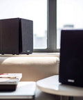 4 Inch Active Bookshelf Speakers With 24W RMS Front Ported Desktop Studio Monitor For Computer Use, Classic Wood Finish