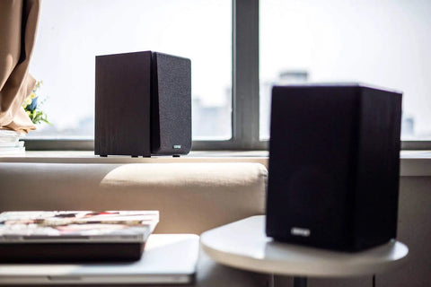 4 Inch Active Bookshelf Speakers With 24W RMS Front Ported Desktop Studio Monitor For Computer Use, Classic Wood Finish