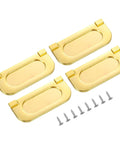 4 Pack Flush Pull Handles Set For Cabinets And Drawers, 3 Inch Hidden Recessed Grip, Gold Finish with screws, zinc alloy construction