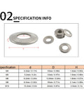 Conical Knurled Spring Washers Kit In 304 Stainless Steel Belleville Style Flat Washers 5 Sizes M4 M5 M6 M8 M10 Outdoor Construction And Electrical Maintenance Ready Heavy Duty All Purpose Hardware Set, specification chart