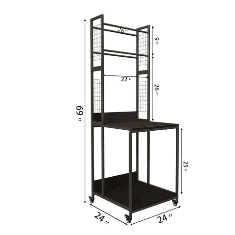 Beefed Up Heavy Duty 3D Printer Stand With Double Layer Filament Storage Rack; metal frame, 24x24 dimensions, wheels for mobility.
