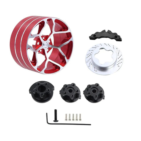 Beefy Aluminum Transmitter Protector Frame And Hand Wheel Base Upgrade Kit for Flysky Noble NB4 shown disassembled