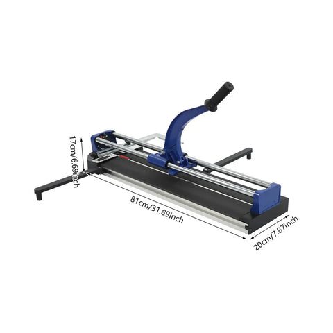 31 Inch Manual Tile Cutter Heavy Duty Precision Scoring Tool With Ball Bearings And Ruler Bar showing dimensions for wall tiles.
