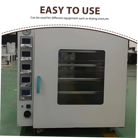 Durable Commercial Oven Handle For Baking Dryer on a large drying oven with a blue grip, featuring a glass window and control panel.