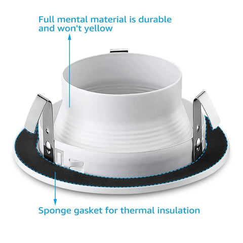 12 Pack 4 Inch Classic White Recessed Light Trim With Metal Step Baffle Ring for Halo Juno Remodel Housings with labeling