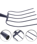 Steel head detail of Handheld Manure Fork For Home Gardening And Lawn Cleanup, Versatile Grass Fork Tool for quick cleanup.