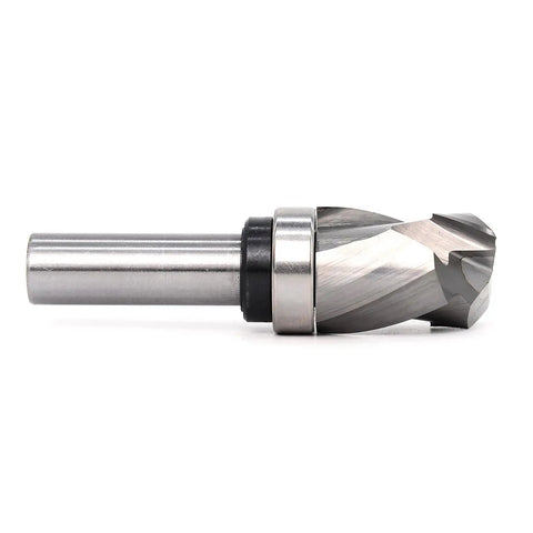 Compact Up And Down Compression Router Bit For Woodworking Carving Engraving With Hardened Steel Core for flush trim finish side view.