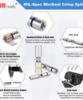 Waterproof Crimp Splice Kit With 150 Copper Splices And PVDF Tubes for auto and marine wiring showing design features.