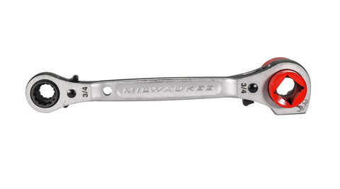 Built Different 5 In 1 Ratcheting Lineman Wrench With Integrated Hammer Cushion Grip, Heavy Duty Steel Frame close-up view.