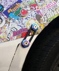 Close-up of installed Universal Quick Release Fastener Kit with Neo Chrome Finish for bumpers, featuring multi-color hardware.