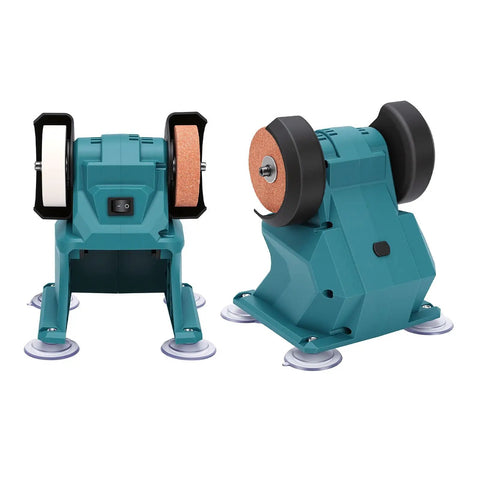 Heavy Duty 150W Bench Grinder With Lithium Battery And Full Copper Motor, dual grinding wheels, compact design for metal or wood projects.