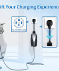 Top Tier Nema 14 50 Adapter For Tesla Mobile Connector Gen 2 fits 240V outlet, showcasing charging process with sleek design.