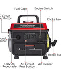 Front view Ultralight 1200W 2 Stroke Portable Generator For Camping And Outdoor Adventures showing controls and outlets