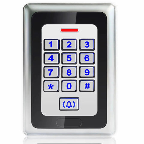 RFID Keypad Door Access Control System, Standalone Metal Unit, 2000-User Capacity, Proximity Card Compatible, silver finish