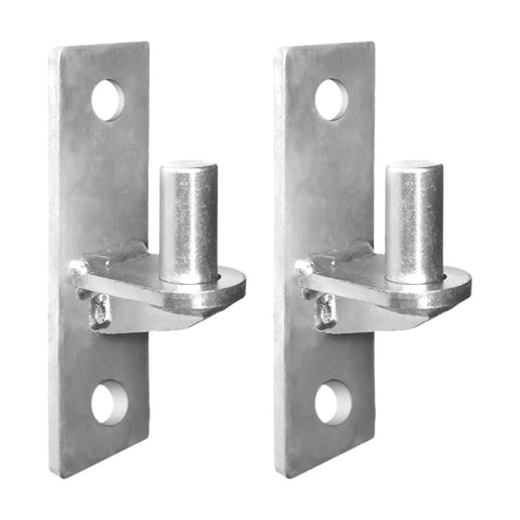 Set Of 2 Beefy Wall Mount Gate Hinges For Outdoor Chain Link Fence Stainless Steel Finish Heavy Duty Gate Hardware close-up view