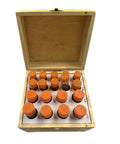 108 Piece Blind Hole Spotter Set For Locating Opposite Centers In Threaded Drilled Or Reamed Holes, wooden box with orange-topped tools