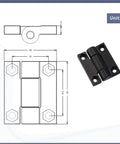 Square torque-controlled hinge with 1.5-inch zinc alloy damping axle, black finish, 1 pc